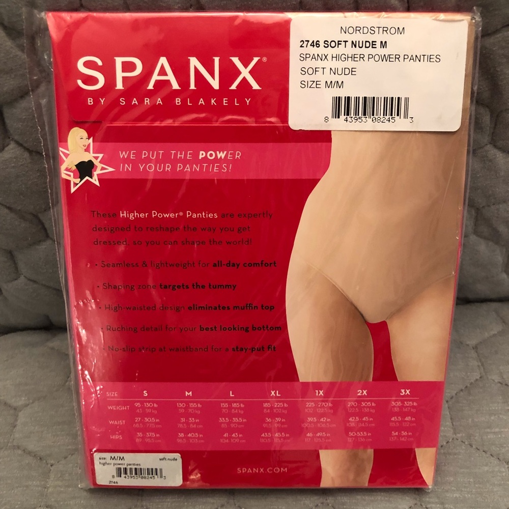 NWT NIB Spanx Higher Power Panties, M, Soft Nude